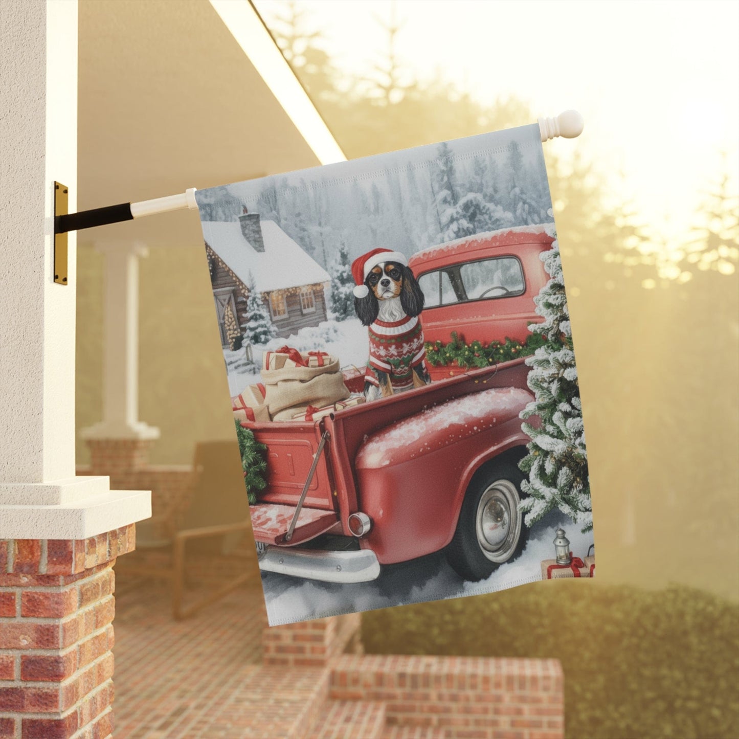 Personalized Country Christmas Cavalier Garden Flag