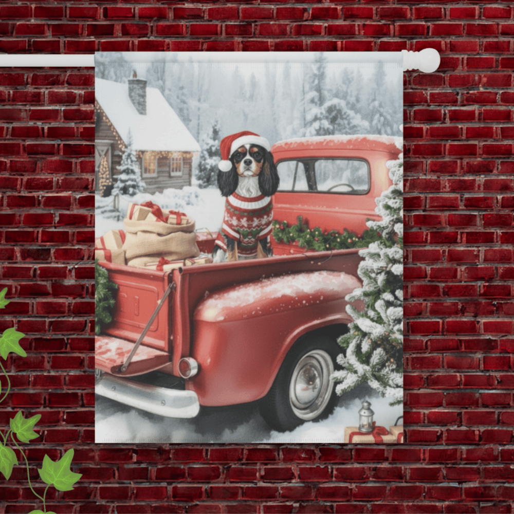 Personalized Country Christmas Cavalier Garden Flag 24.5'' × 32''