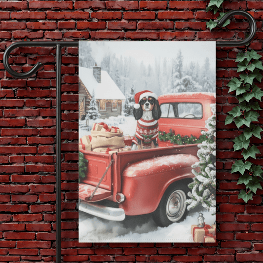 Personalized Country Christmas Cavalier Garden Flag 12'' × 18''