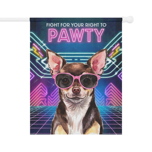 Printify Home Decor 24.5'' × 32'' Retro Black Chihuahua, 80s Party Decoration, Garden Flag, Front Yard Spring Decor