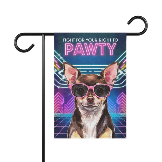 Printify Home Decor 12'' × 18'' Retro Black Chihuahua, 80s Party Decoration, Garden Flag, Front Yard Spring Decor