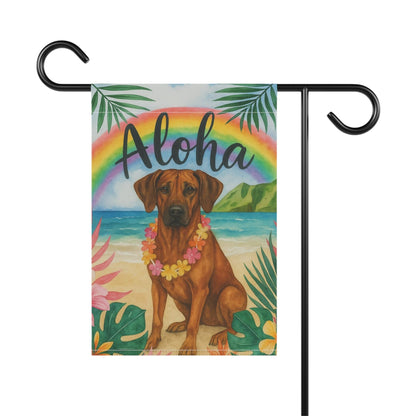 Printify Garden Flag Rhodesian Ridgeback Dog Aloha Luau Garden Flag