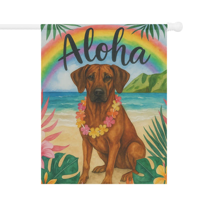 Printify Garden Flag Rhodesian Ridgeback Dog Aloha Luau Garden Flag