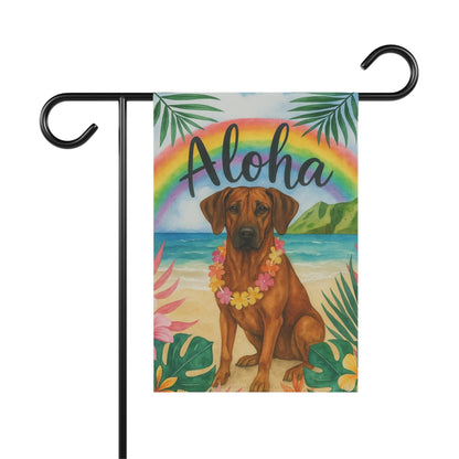 Printify Garden Flag Rhodesian Ridgeback Dog Aloha Luau Garden Flag