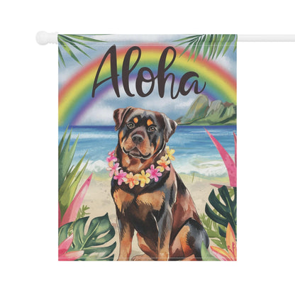 Printify Garden Flag Rottweiler Aloha Luau Garden Flag