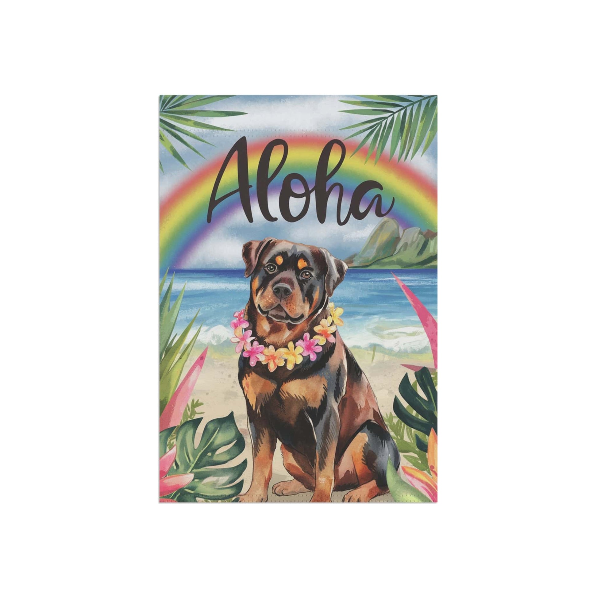 Printify Garden Flag Rottweiler Aloha Luau Garden Flag
