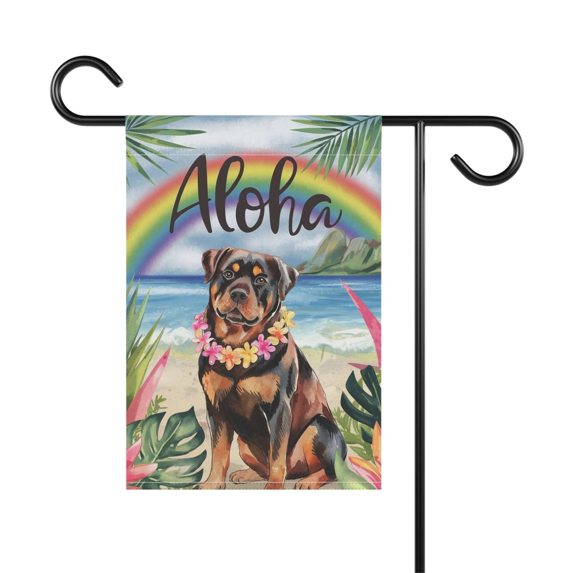 Printify Garden Flag Rottweiler Aloha Luau Garden Flag