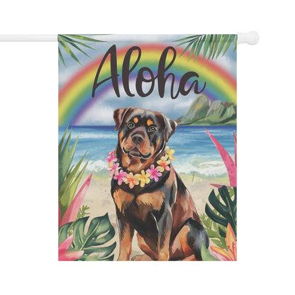 Printify Garden Flag Rottweiler Aloha Luau Garden Flag