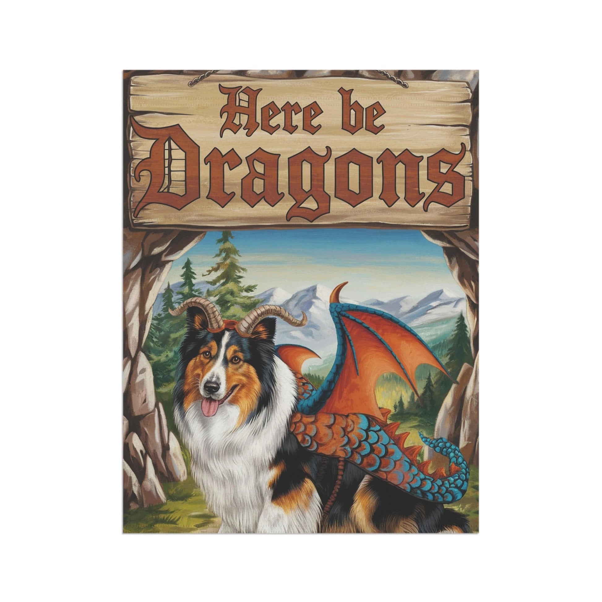 Printify Home Decor Rough Collie Dog Dragon Garden Flag, Fantasy Pet Yard Fall Decor, Housewarming