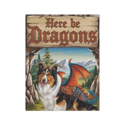 Printify Home Decor Rough Collie Dog Dragon Garden Flag, Fantasy Pet Yard Fall Decor, Housewarming