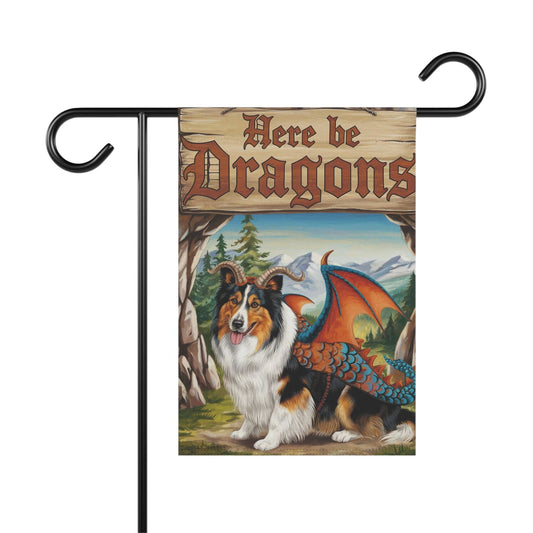 Printify Home Decor 12'' × 18'' Rough Collie Dog Dragon Garden Flag, Fantasy Pet Yard Fall Decor, Housewarming