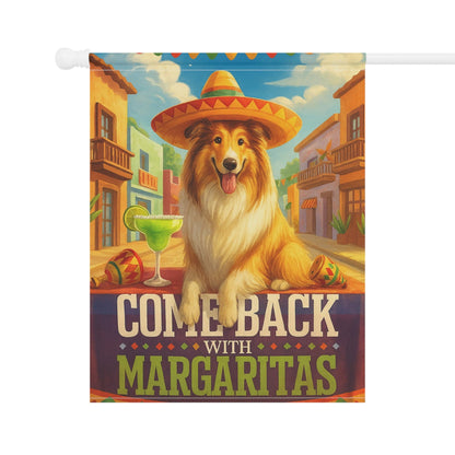 Printify Home Decor Rough Collie Dog Garden Flag, Cinco de Mayo Fiesta, Margarita Drinking Decor, Front Yard Gardener Gift