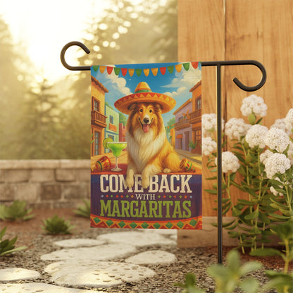 Printify Home Decor Rough Collie Dog Garden Flag, Cinco de Mayo Fiesta, Margarita Drinking Decor, Front Yard Gardener Gift