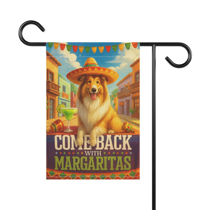 Printify Home Decor Rough Collie Dog Garden Flag, Cinco de Mayo Fiesta, Margarita Drinking Decor, Front Yard Gardener Gift