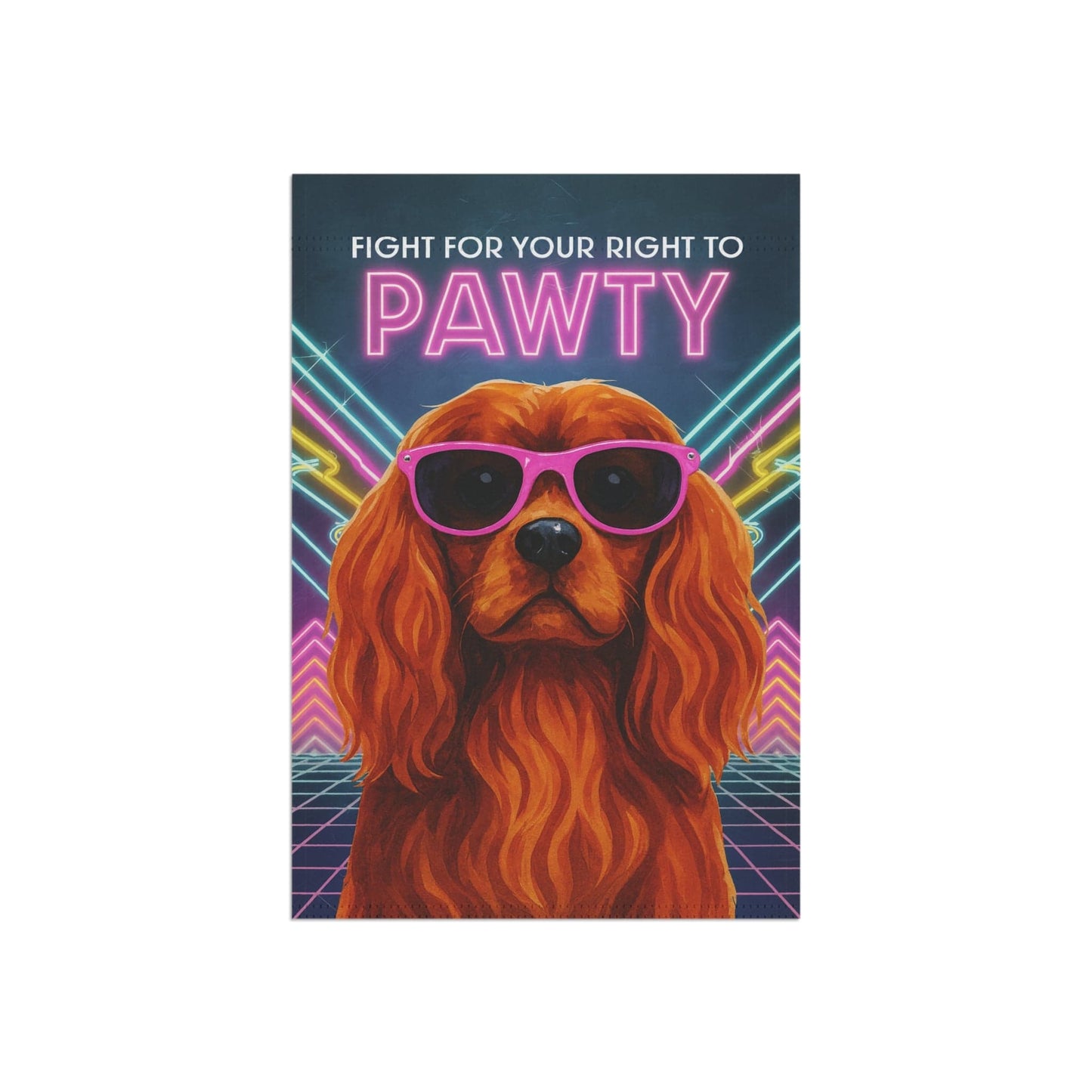 Ruby Cavalier 80s Party Garden Flag