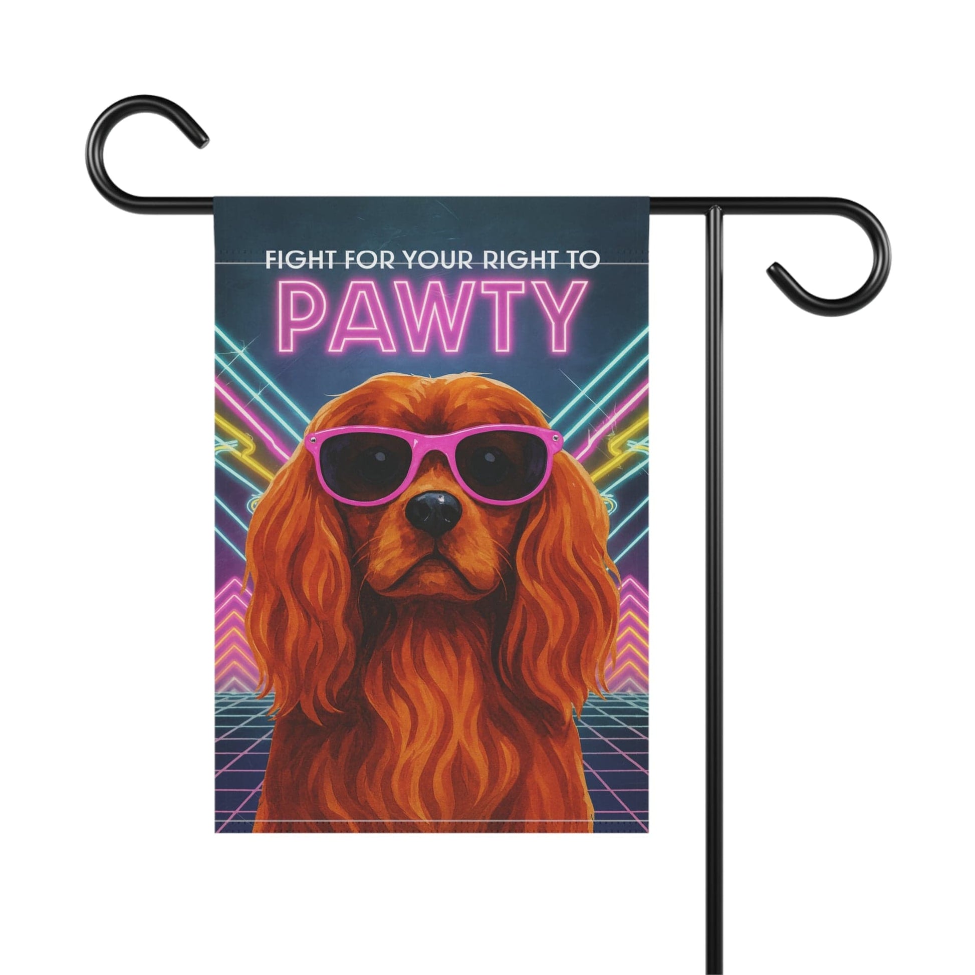 Ruby Cavalier 80s Party Garden Flag