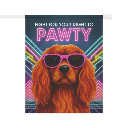 Ruby Cavalier 80s Party Garden Flag