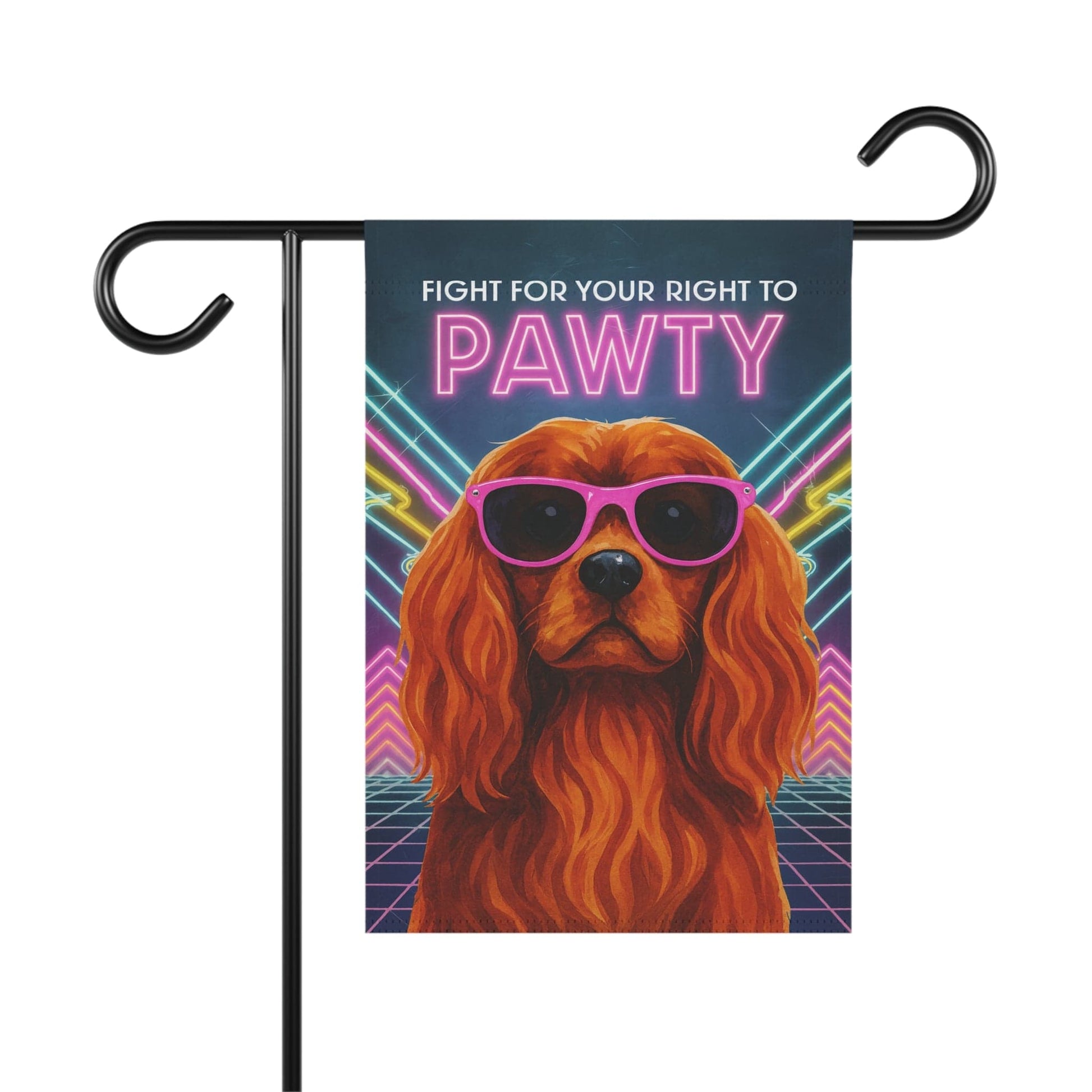 Ruby Cavalier 80s Party Garden Flag