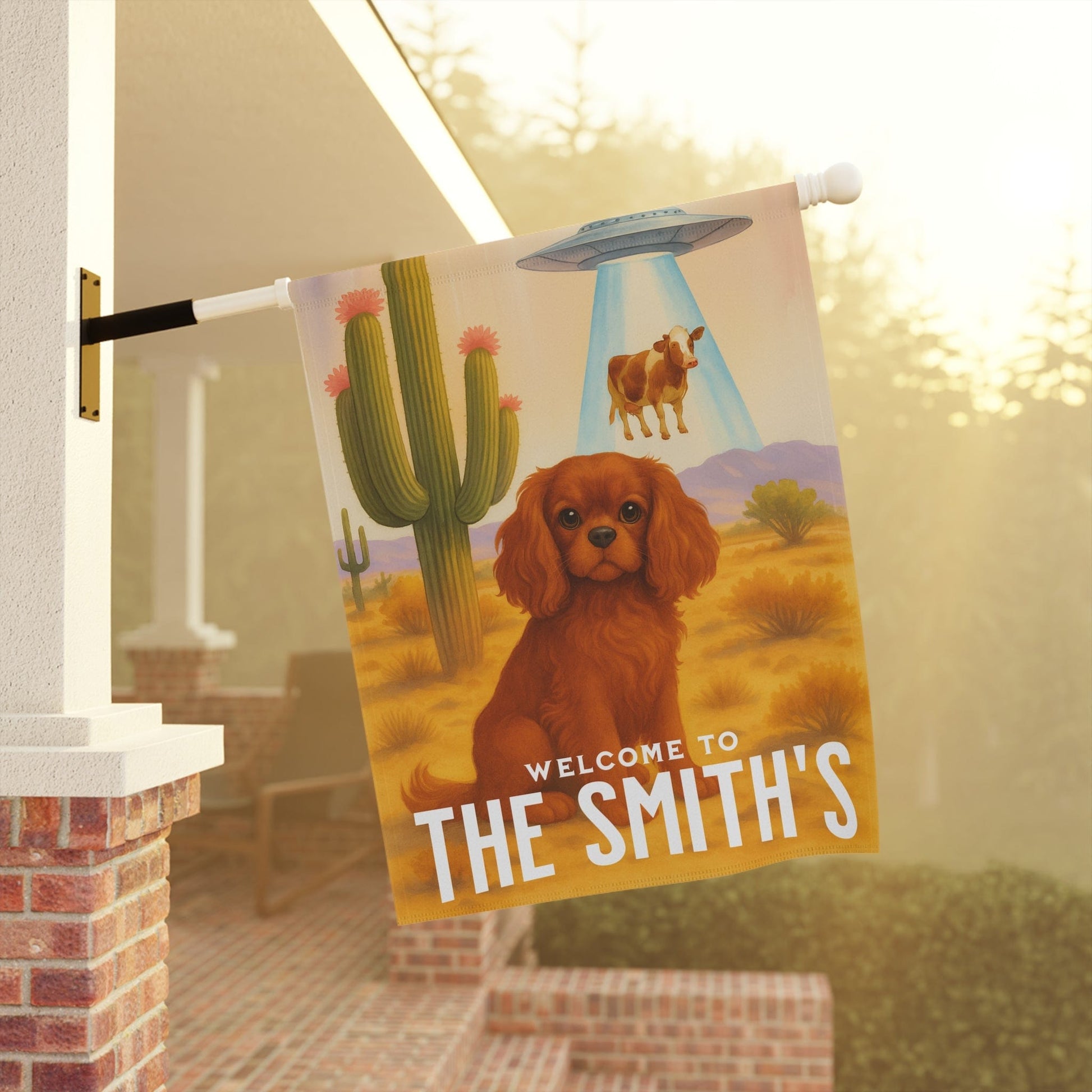 Ruby Cavalier Aliens Garden Flag