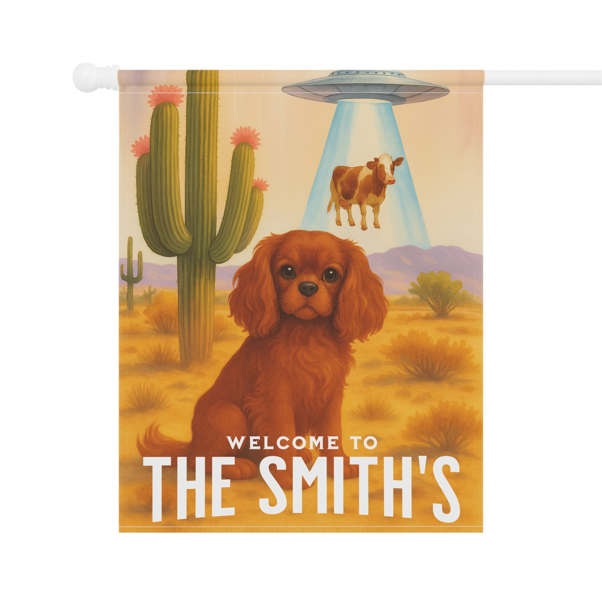 Ruby Cavalier Aliens Garden Flag