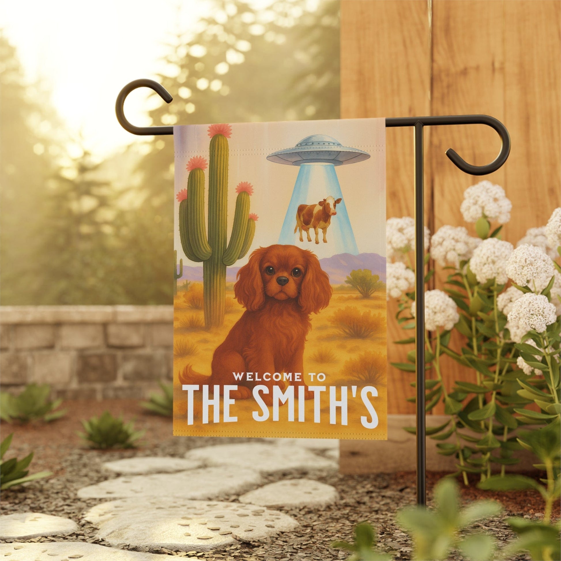 Ruby Cavalier Aliens Garden Flag