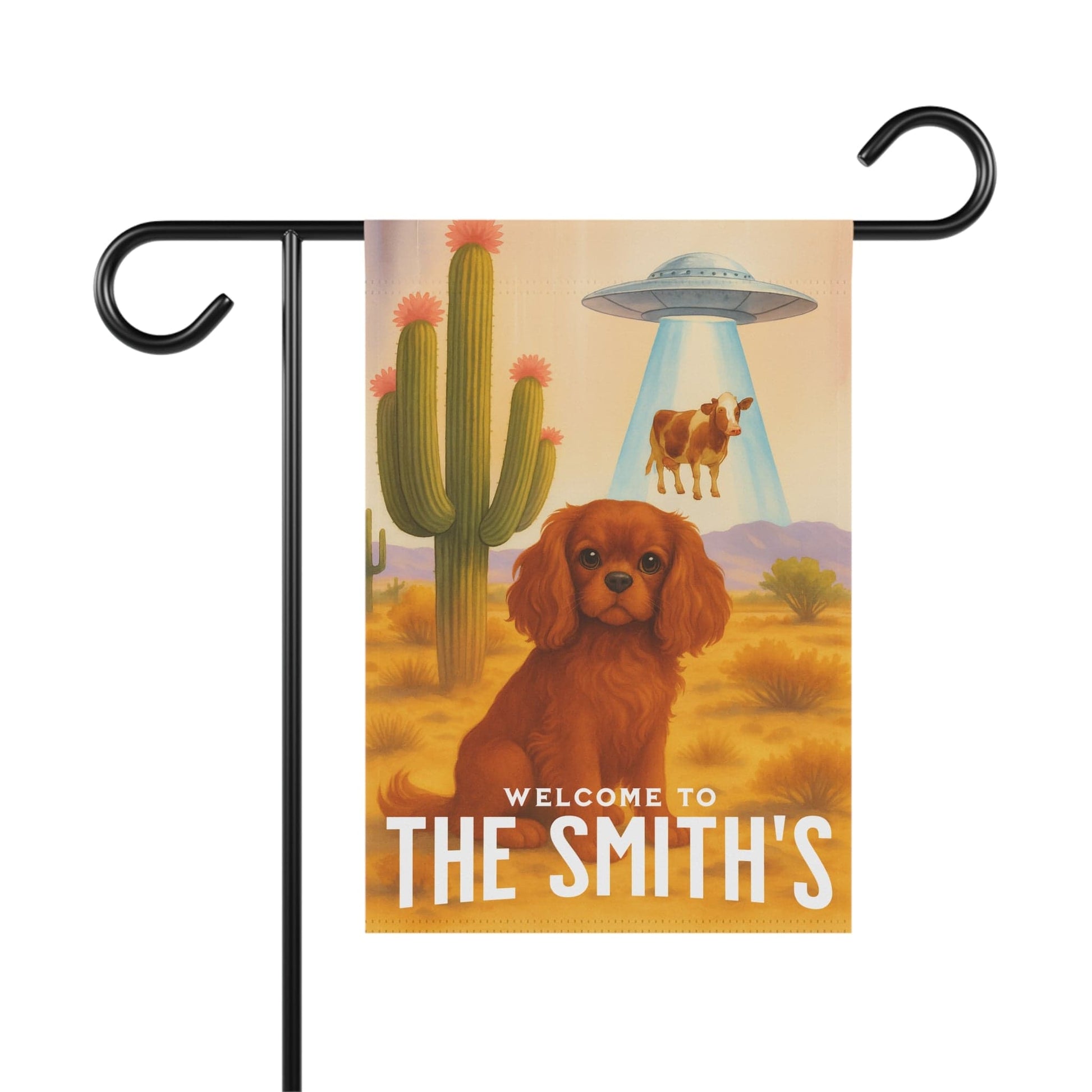 Ruby Cavalier Aliens Garden Flag