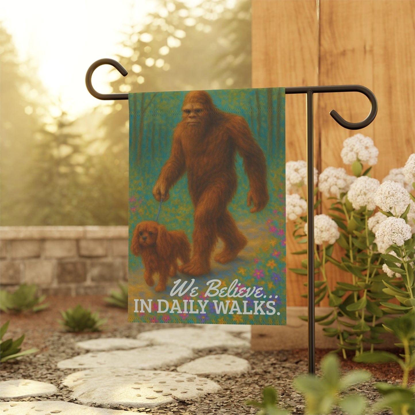 Ruby Cavalier Bigfoot Garden Flag
