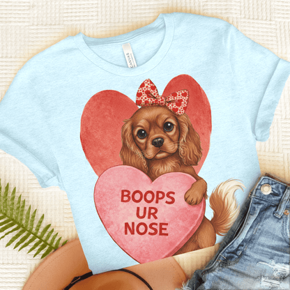 Personalized Cavalier Boops Unisex Tshirt Heather Ice Blue