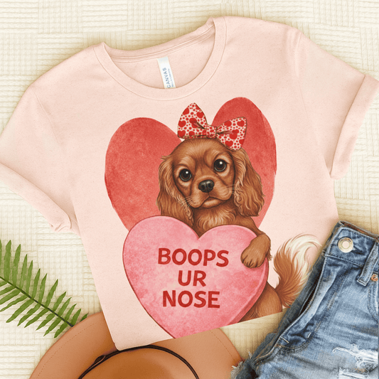 Personalized Cavalier Boops Unisex Tshirt Soft Pink