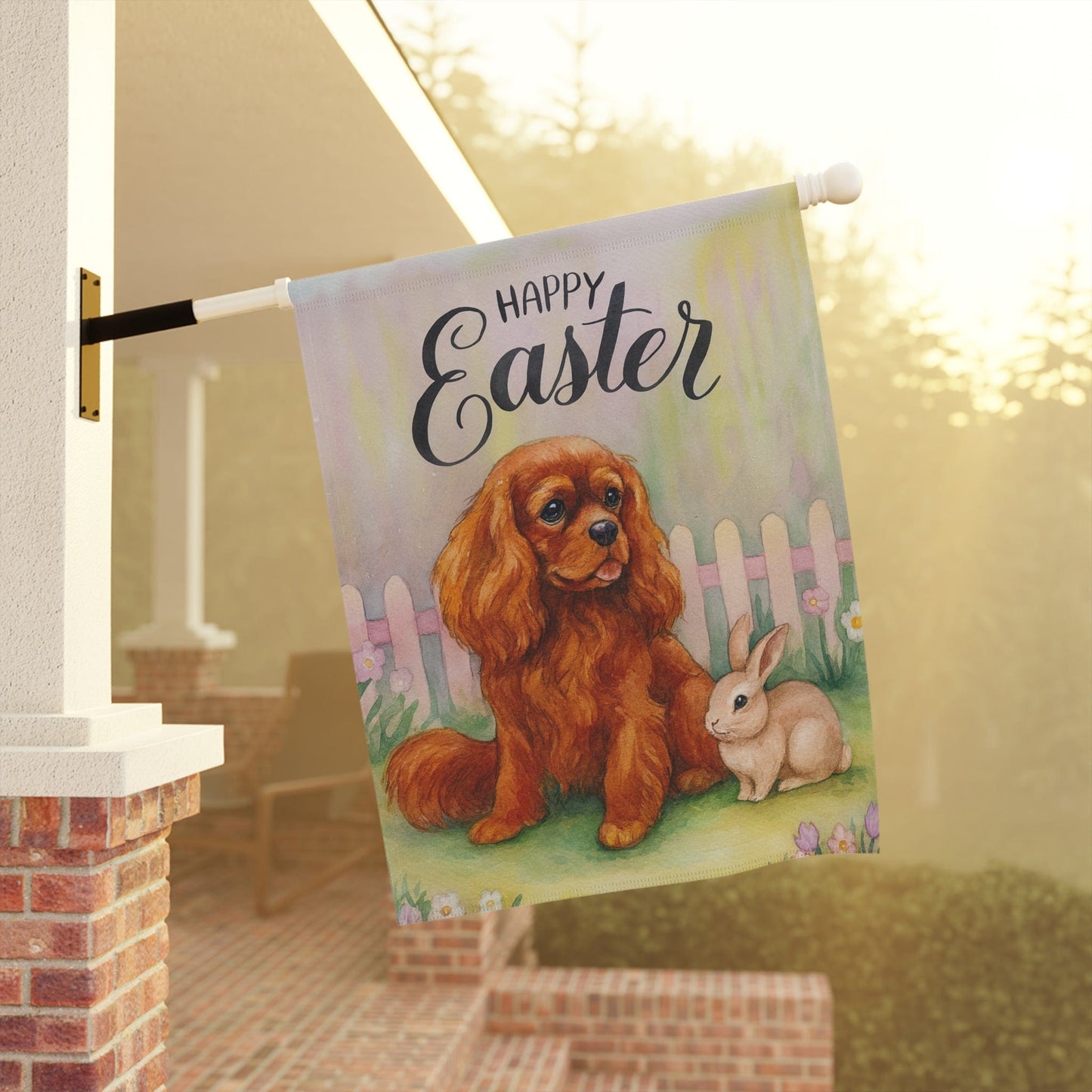 Ruby Cavalier Easter Garden Flag