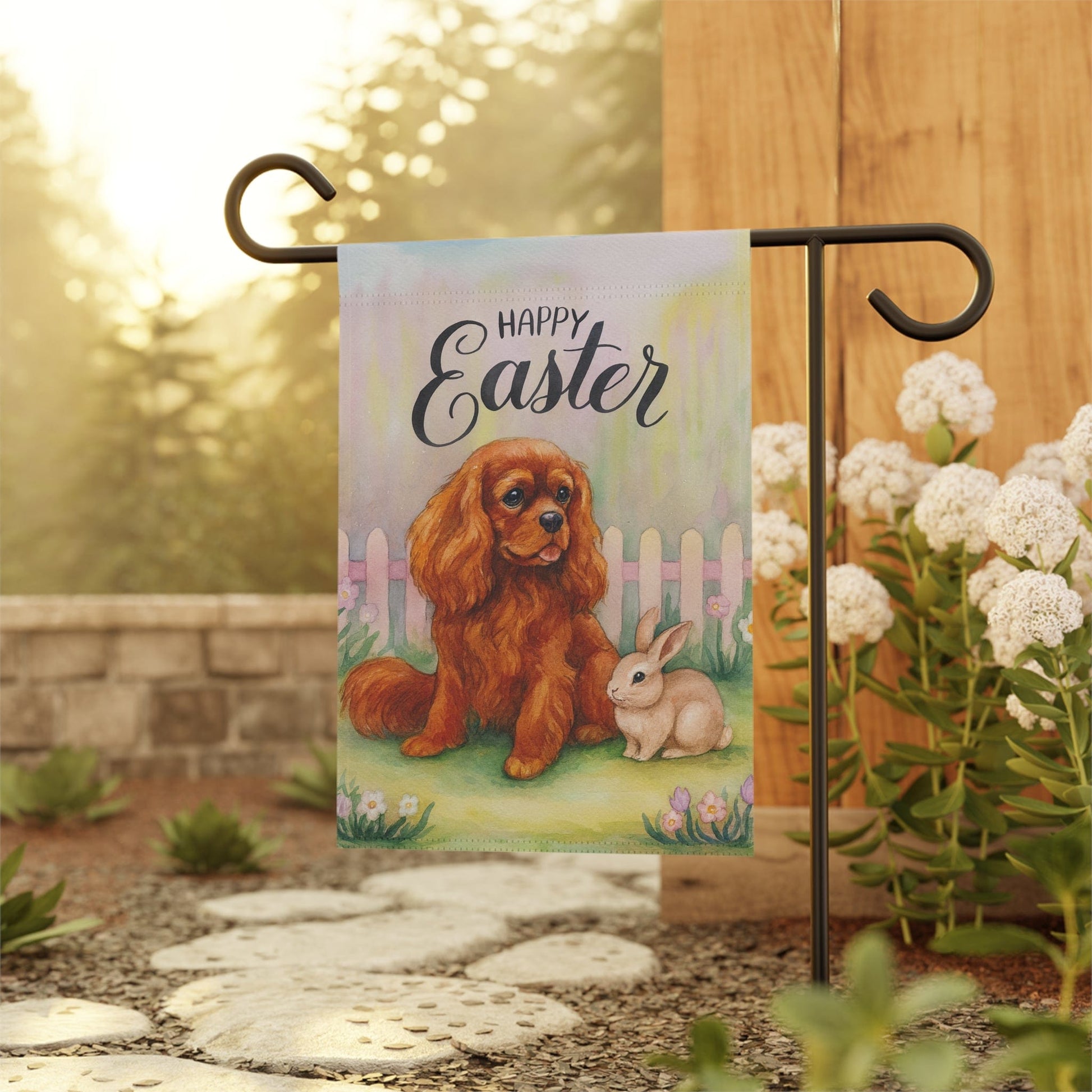 Ruby Cavalier Easter Garden Flag