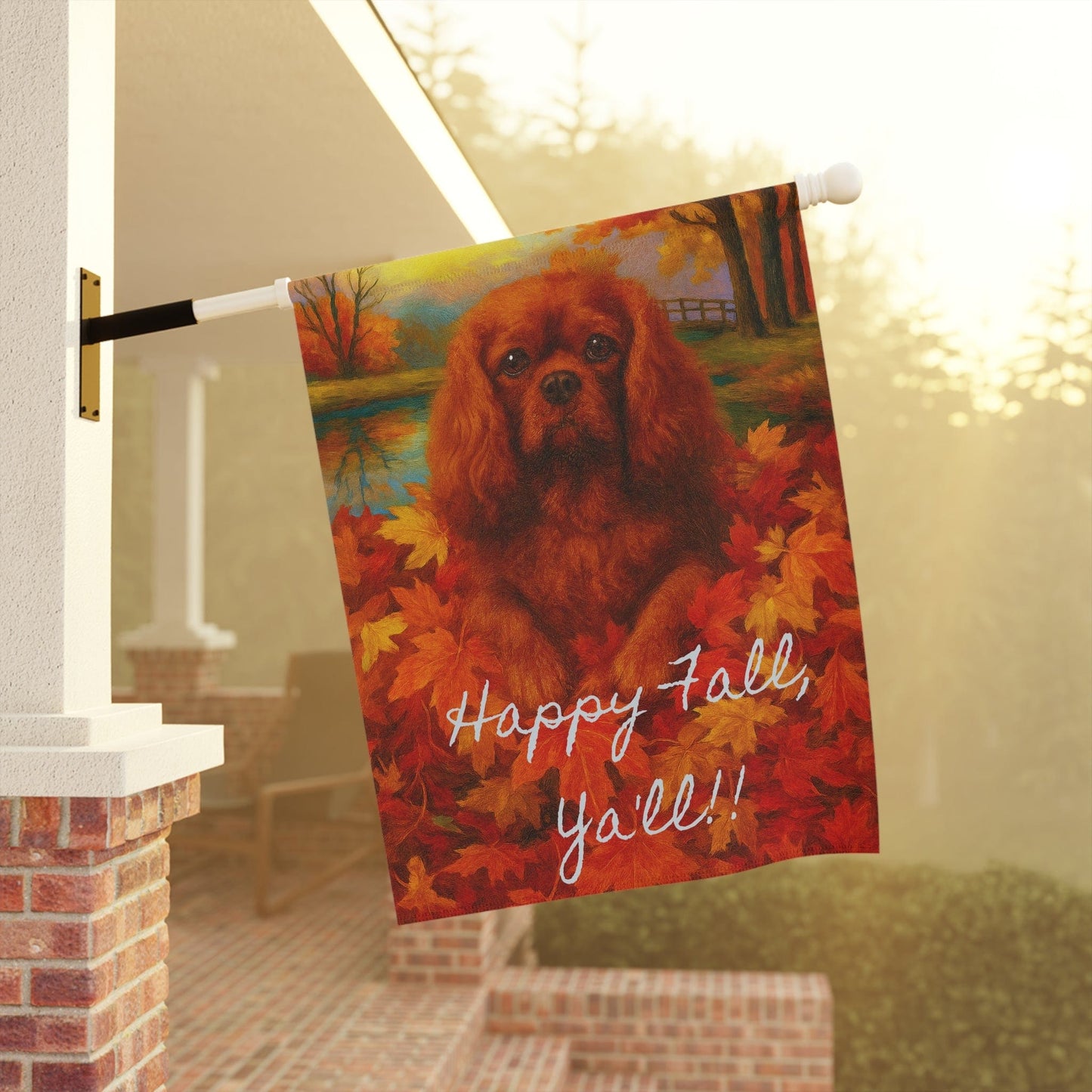 Ruby Cavalier Fall Ya'll Garden Flag