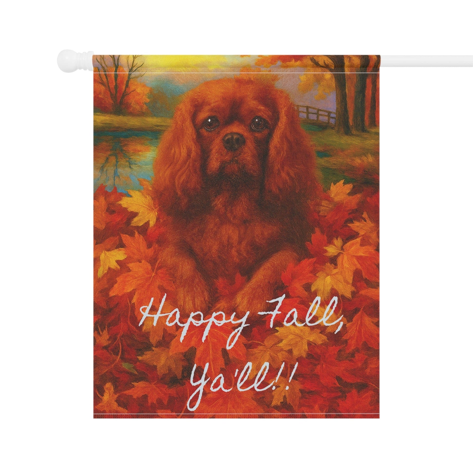 Ruby Cavalier Fall Ya'll Garden Flag