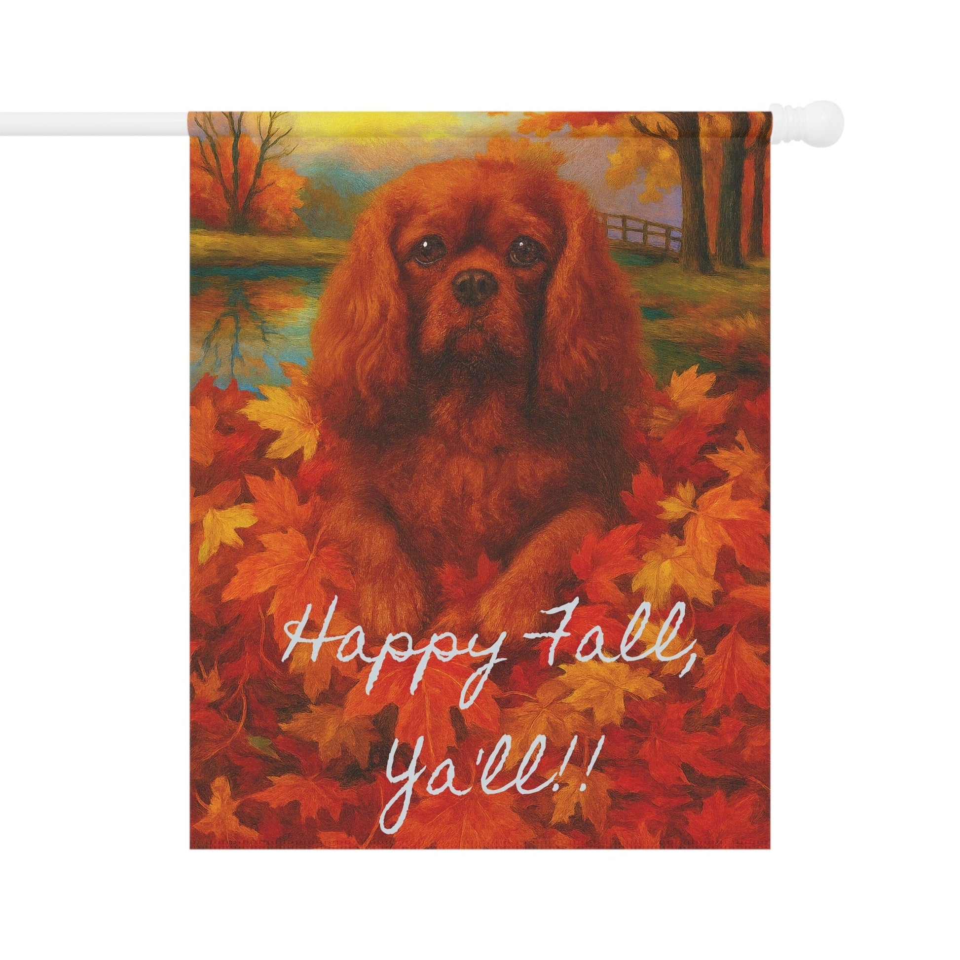 Ruby Cavalier Fall Ya'll Garden Flag