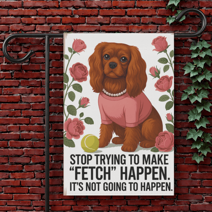 Ruby Cavalier Fetch Garden Flag 12'' × 18''