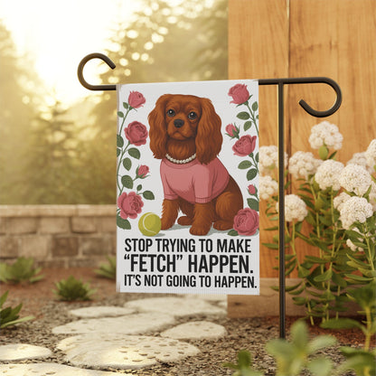 Ruby Cavalier Fetch Garden Flag