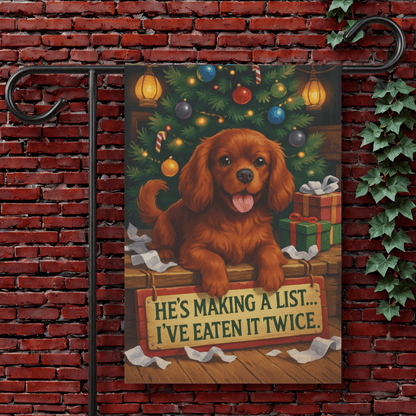 Ruby Cavalier Funny Christmas Flag 12'' × 18''