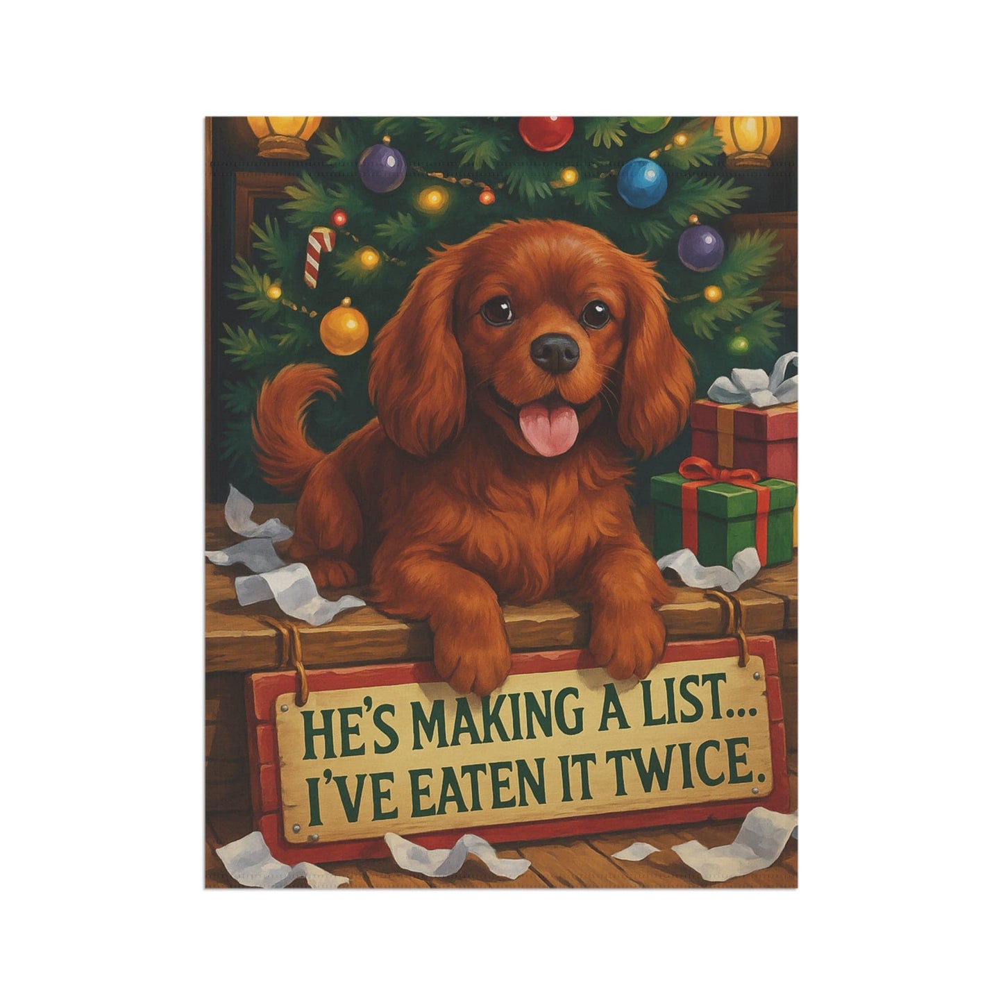 Ruby Cavalier Funny Christmas Flag