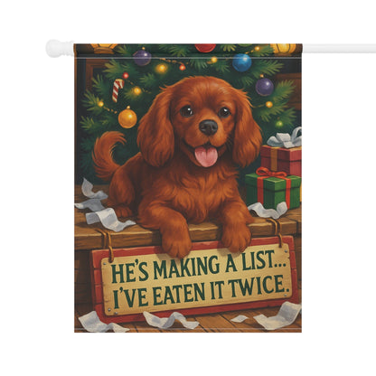 Ruby Cavalier Funny Christmas Flag