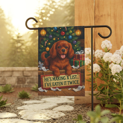 Ruby Cavalier Funny Christmas Flag