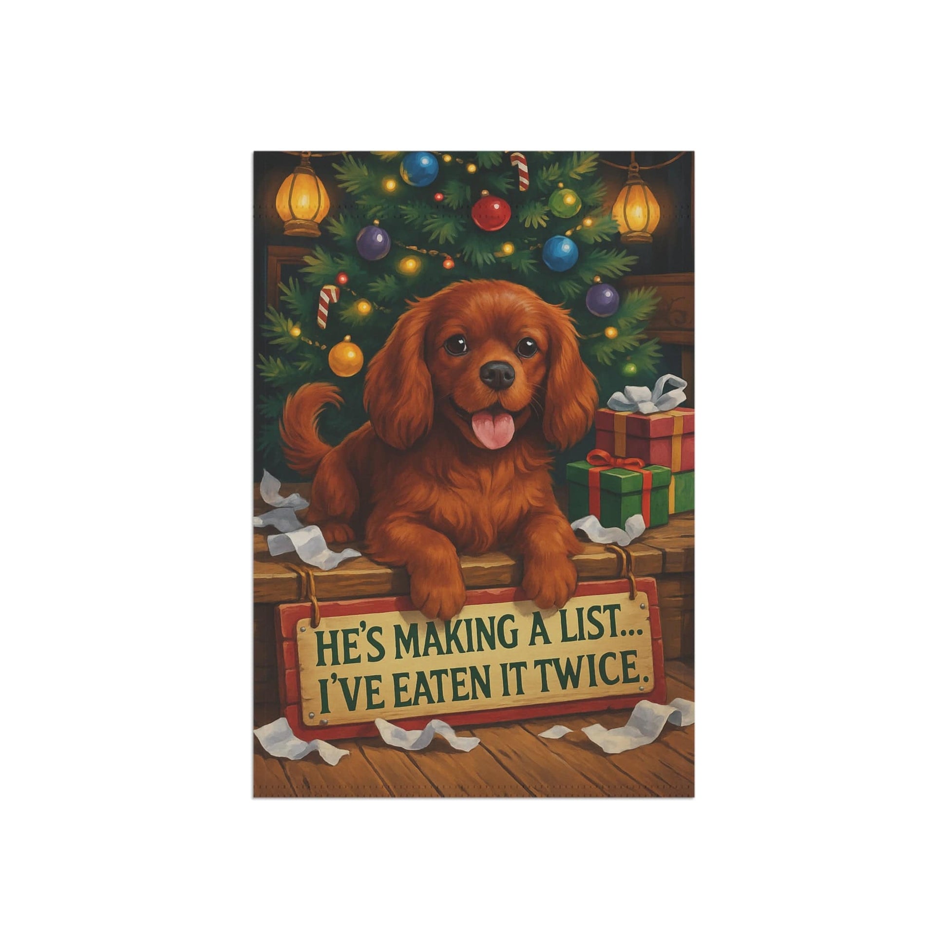 Ruby Cavalier Funny Christmas Flag