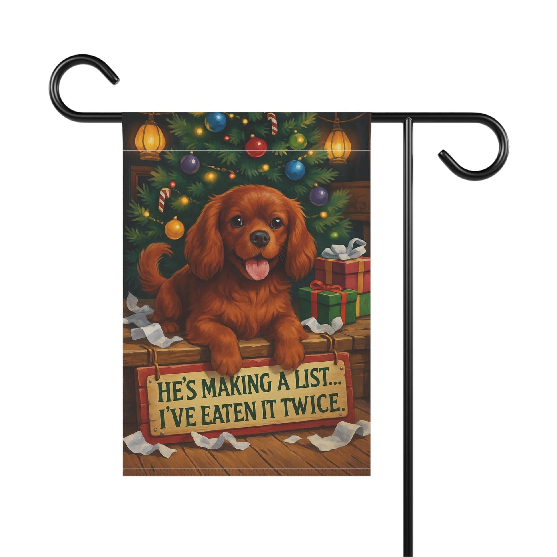 Ruby Cavalier Funny Christmas Flag