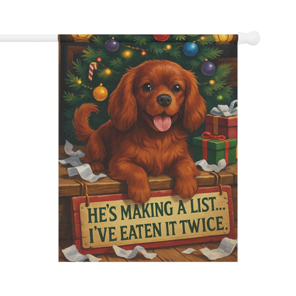Ruby Cavalier Funny Christmas Flag