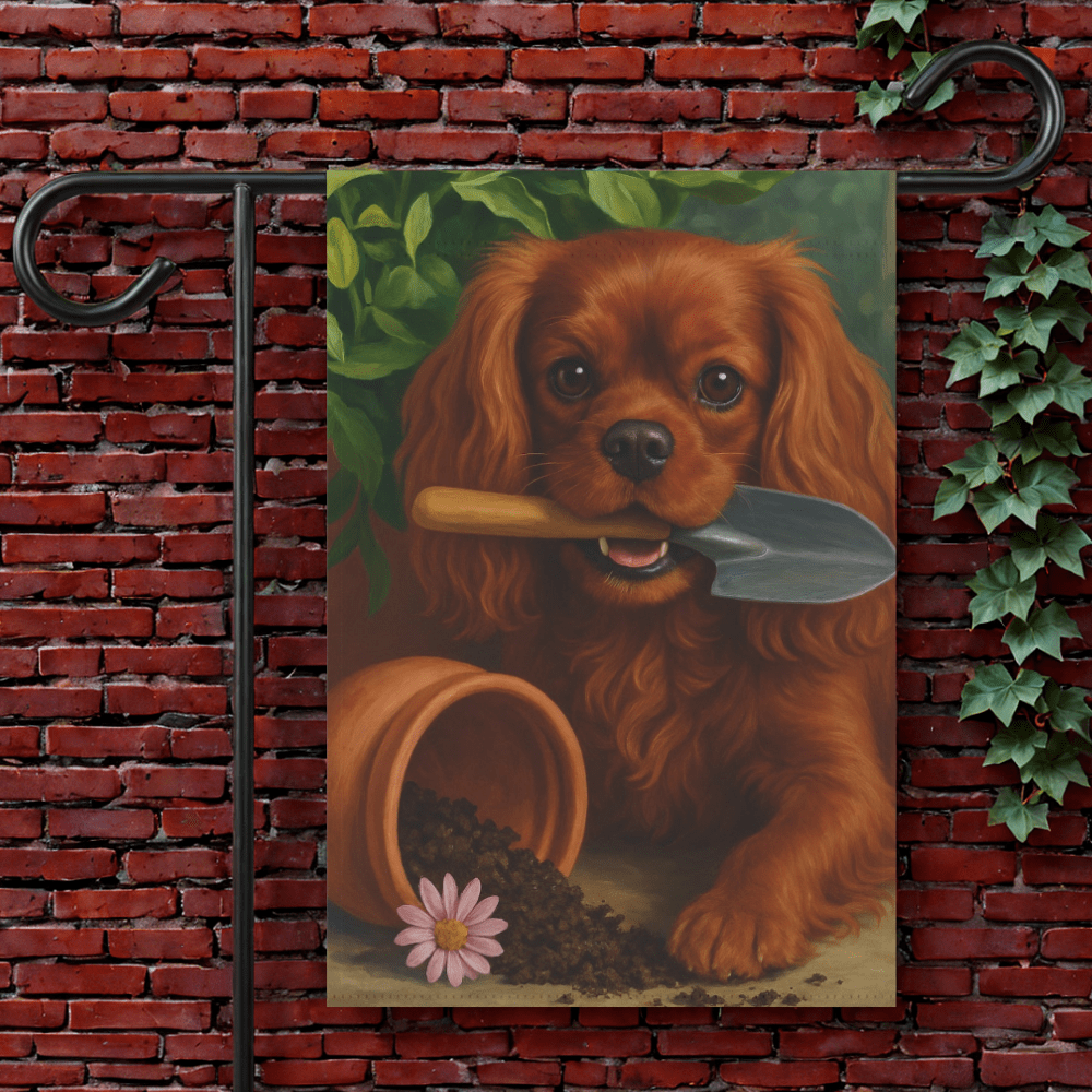 Ruby Cavalier Gardening Yard Flag 12'' × 18''