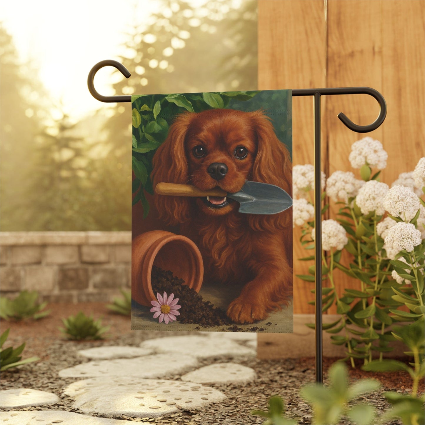 Ruby Cavalier Gardening Yard Flag