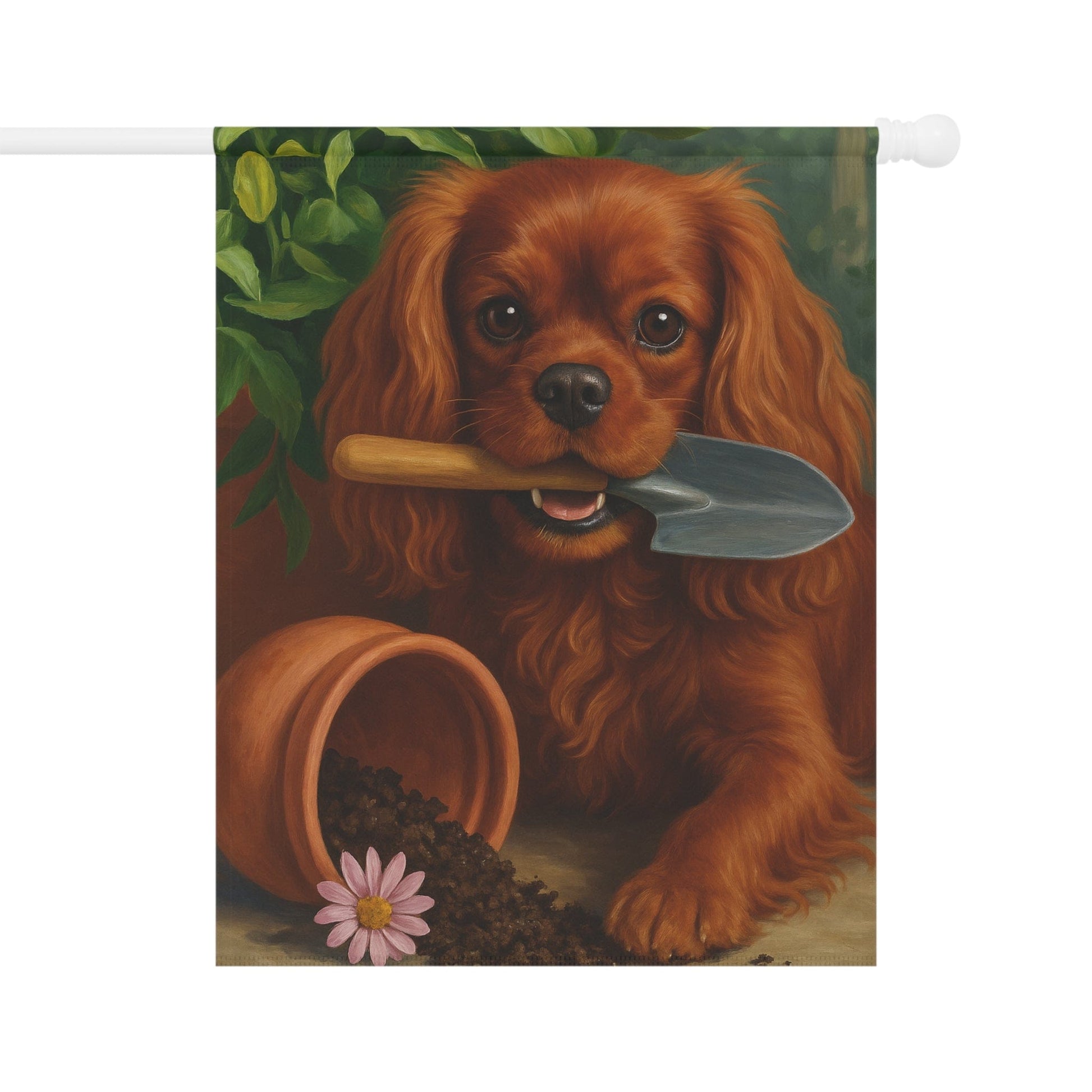 Ruby Cavalier Gardening Yard Flag