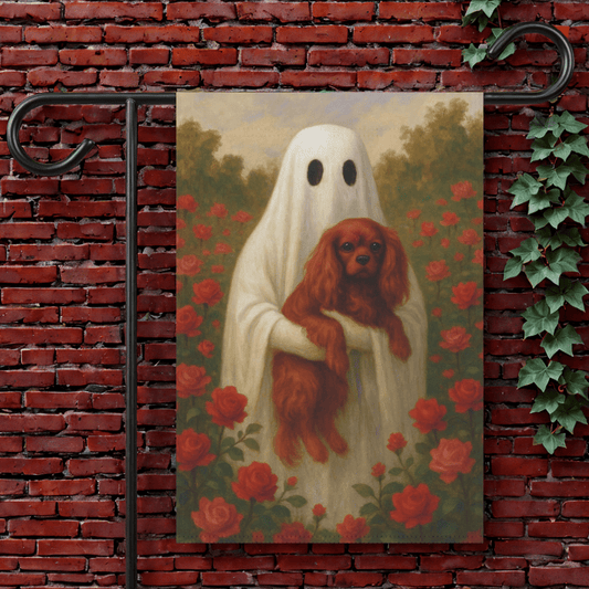 Ruby Cavalier Ghostie Garden Flag 12'' × 18''
