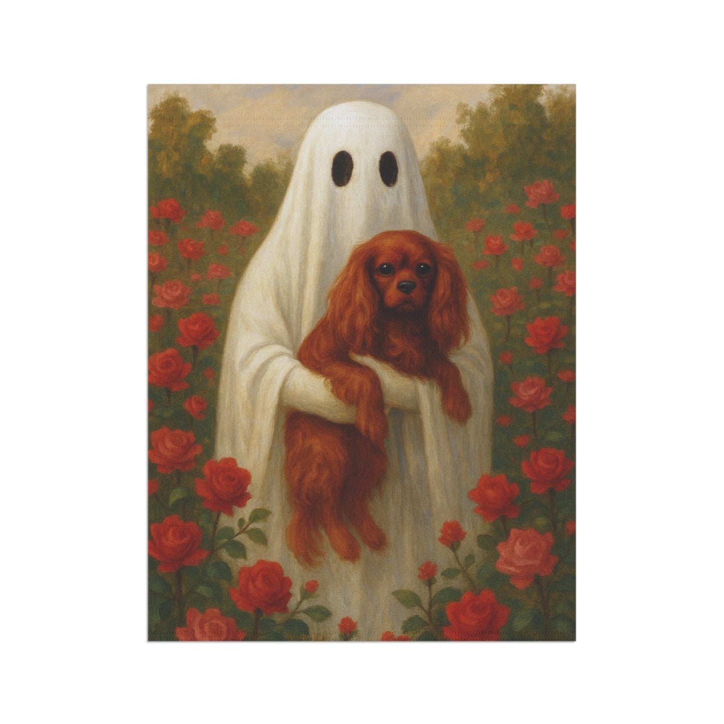 Ruby Cavalier Ghostie Garden Flag