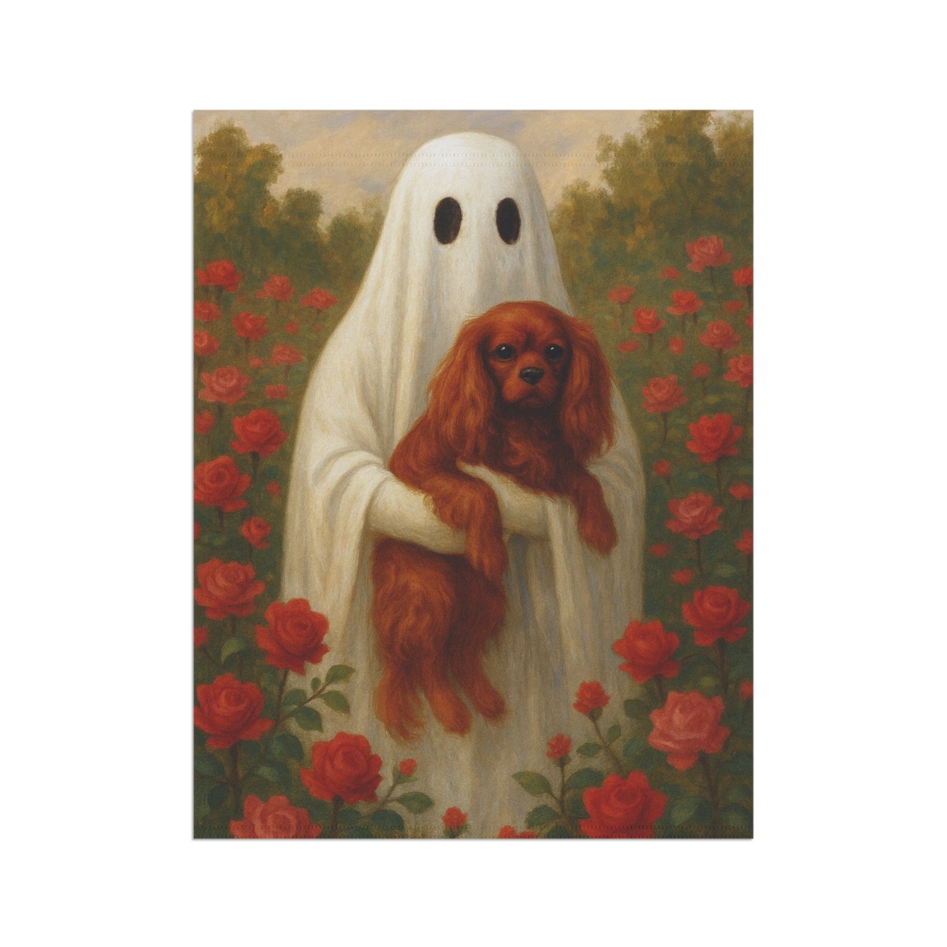 Ruby Cavalier Ghostie Garden Flag