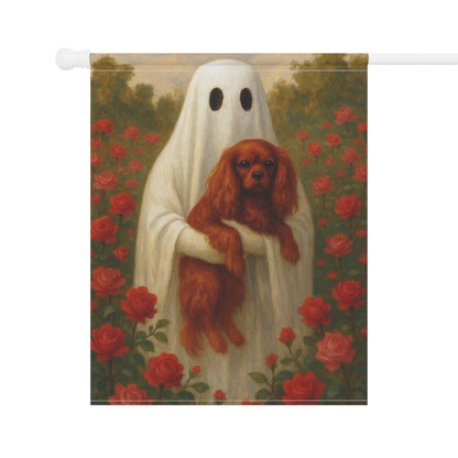 Ruby Cavalier Ghostie Garden Flag